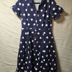 Collectif Navy Star Print Midi Dress